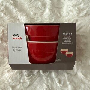 Staub Red Ceramic 2 Piece Bowl set 500mL 15cm diameter